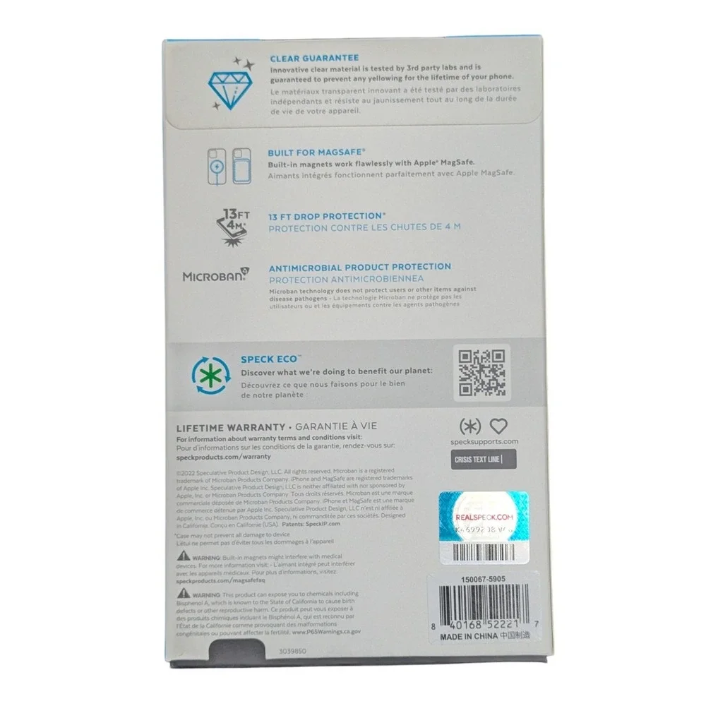 F3. Speck iPhone 14 / 13 Presidio Perfect Clear W/impact Geo +MS‎ In Clear/Black